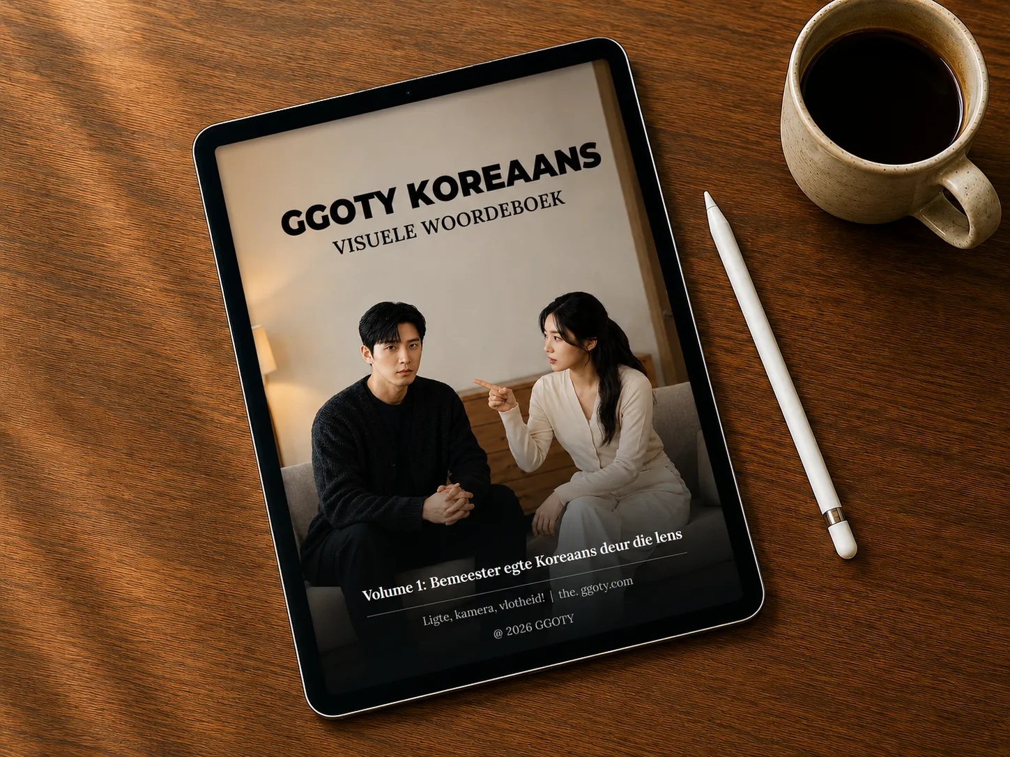 Visuele Koreaanse woordeskatboek van GGOTY op 'n tablet