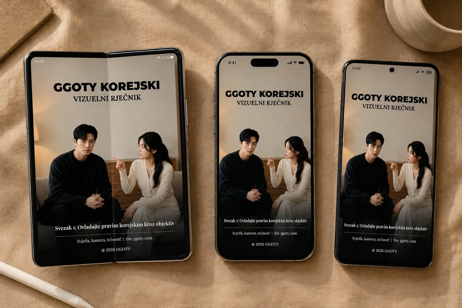 Vizualni korejski rječnik GGOTY prikazan na pametnom telefonu