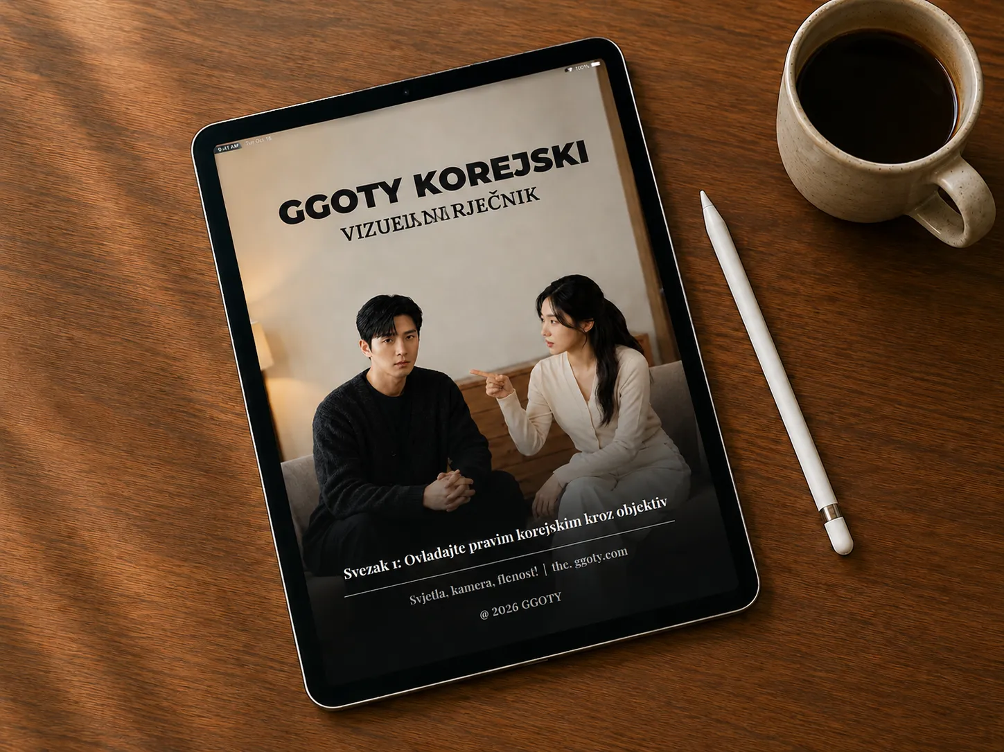Vizualni korejski rječnik GGOTY prikazan na tabletu
