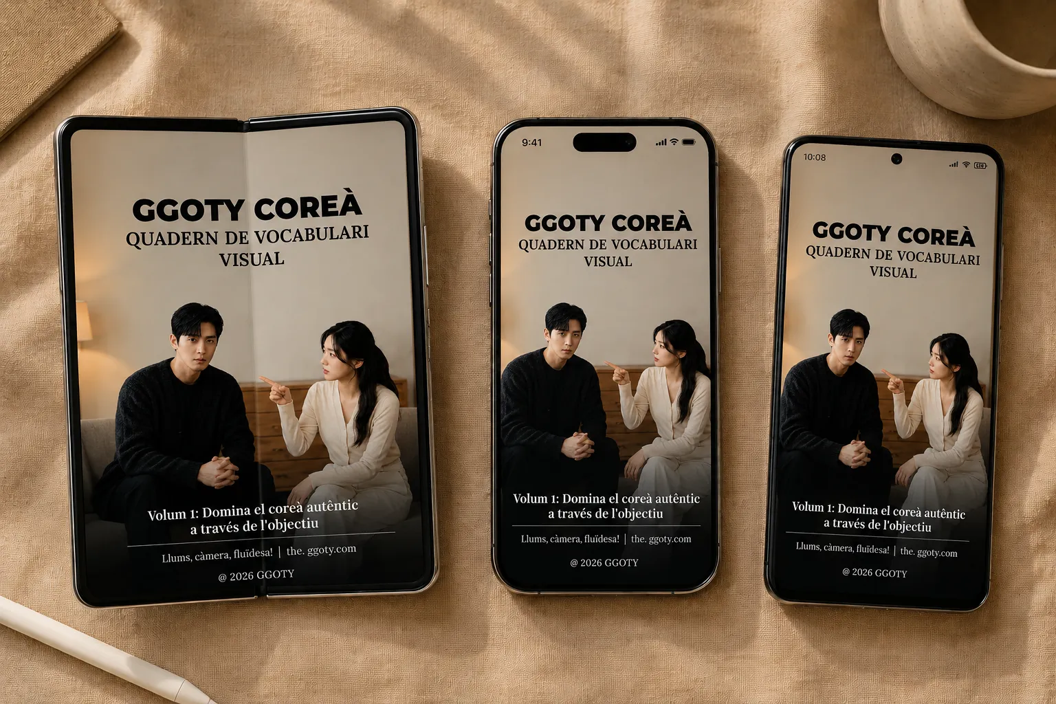 Llibre de vocabulari visual coreà de GGOTY mostrat en un telèfon mòbil