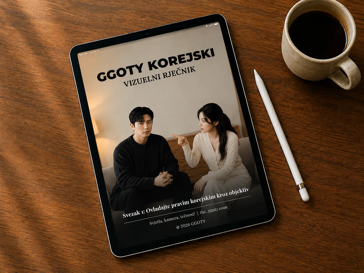 Vizualni korejski rječnik GGOTY prikazan na tabletu