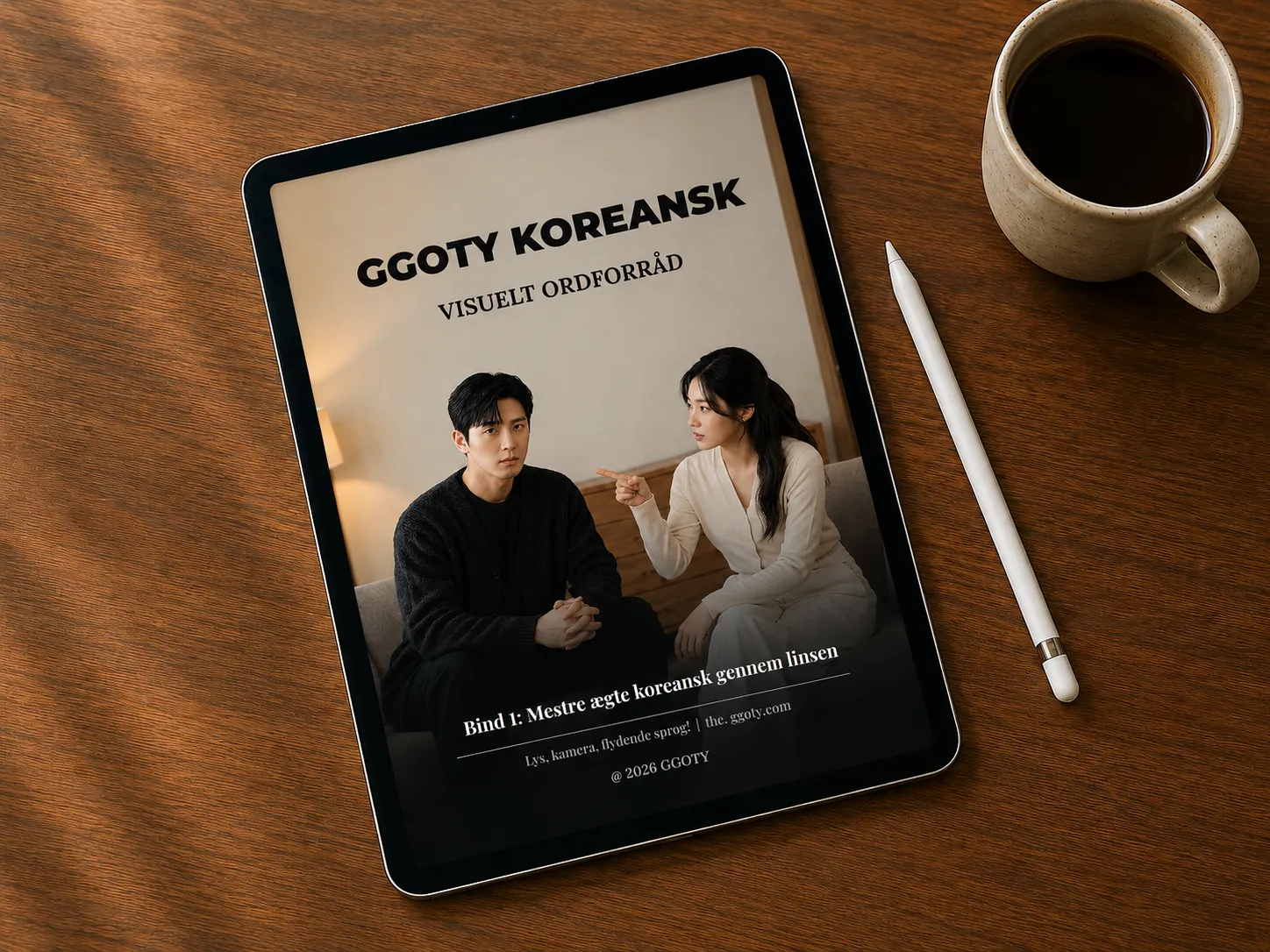 GGOTYs visuelle koreanske ordbog vist på en tablet