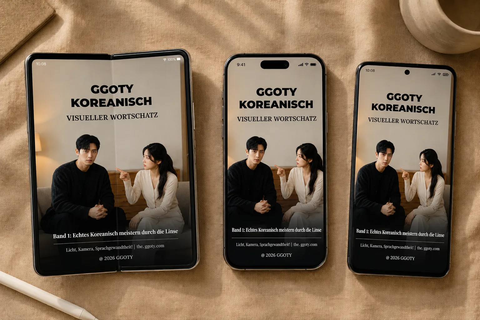 Visuelles koreanisches Vokabelbuch von GGOTY auf einem Smartphone