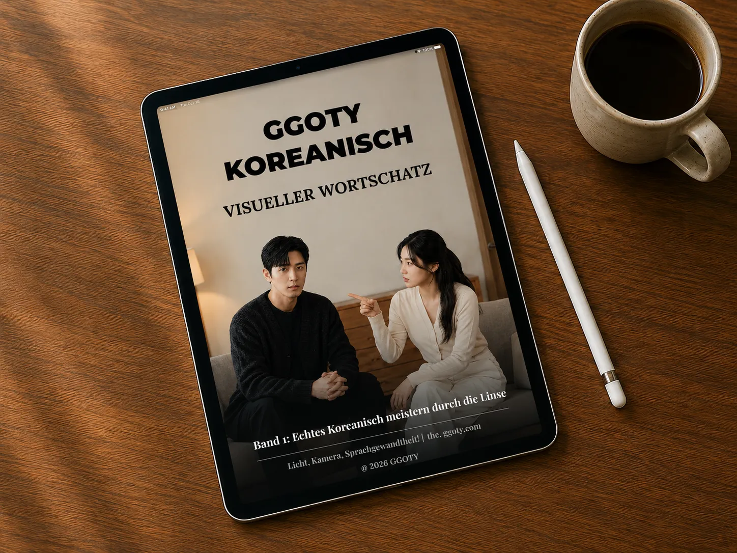 Visuelles koreanisches Vokabelbuch von GGOTY auf einem Tablet