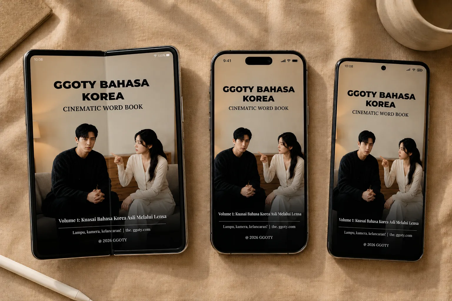 Buku kosakata visual Korea GGOTY ditampilkan di ponsel pintar