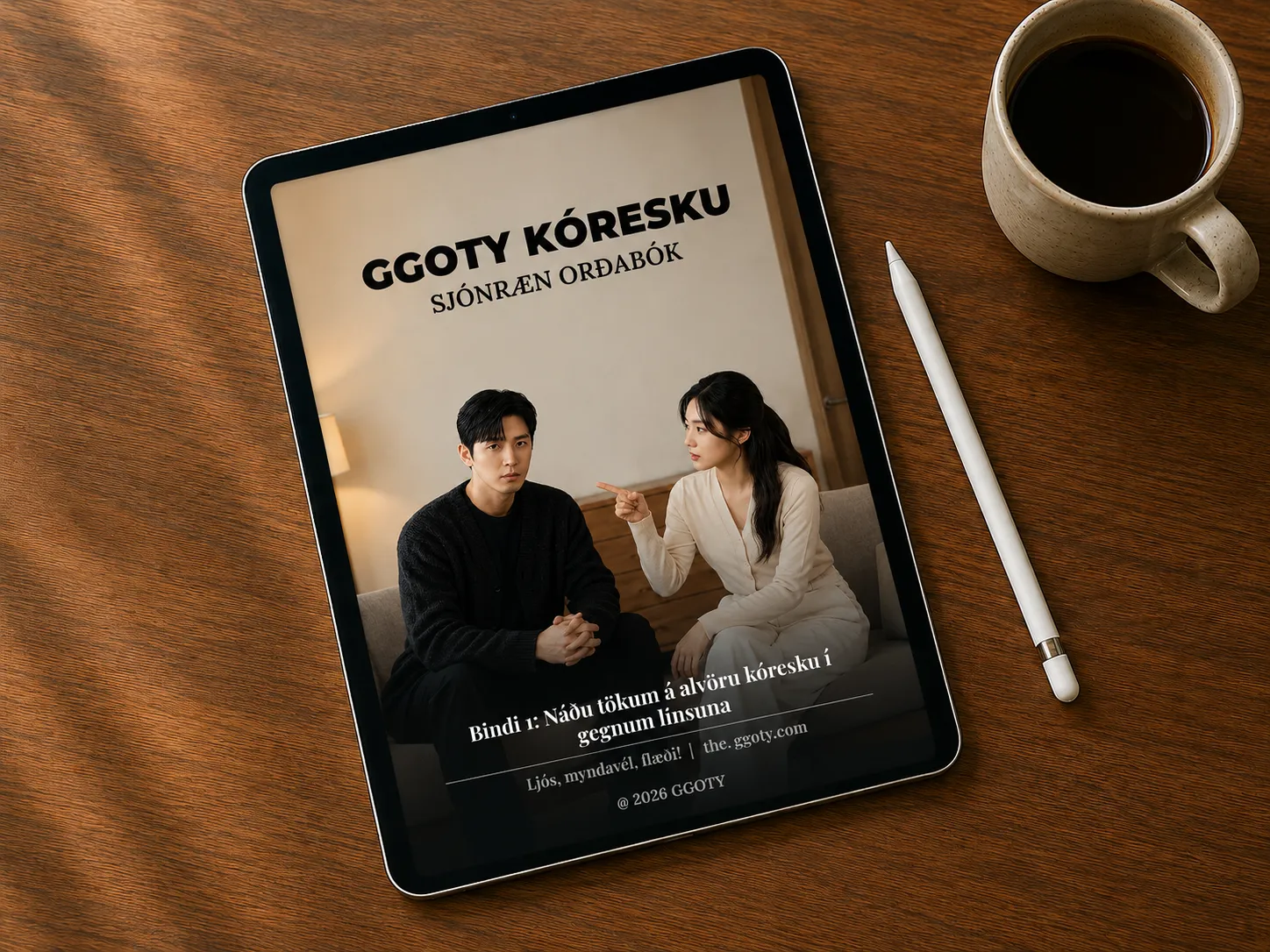 Sjónræn kóresk orðabók GGOTY á spjaldtölvu