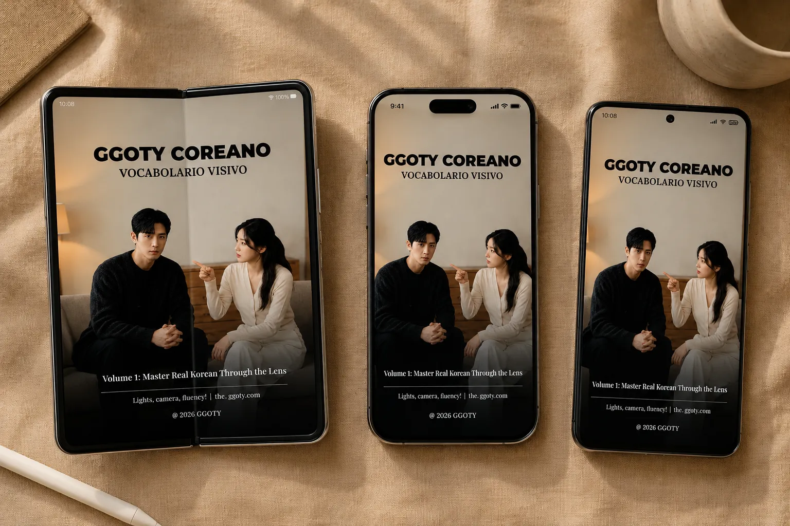 Libro di vocabolario visivo coreano di GGOTY visualizzato su uno smartphone