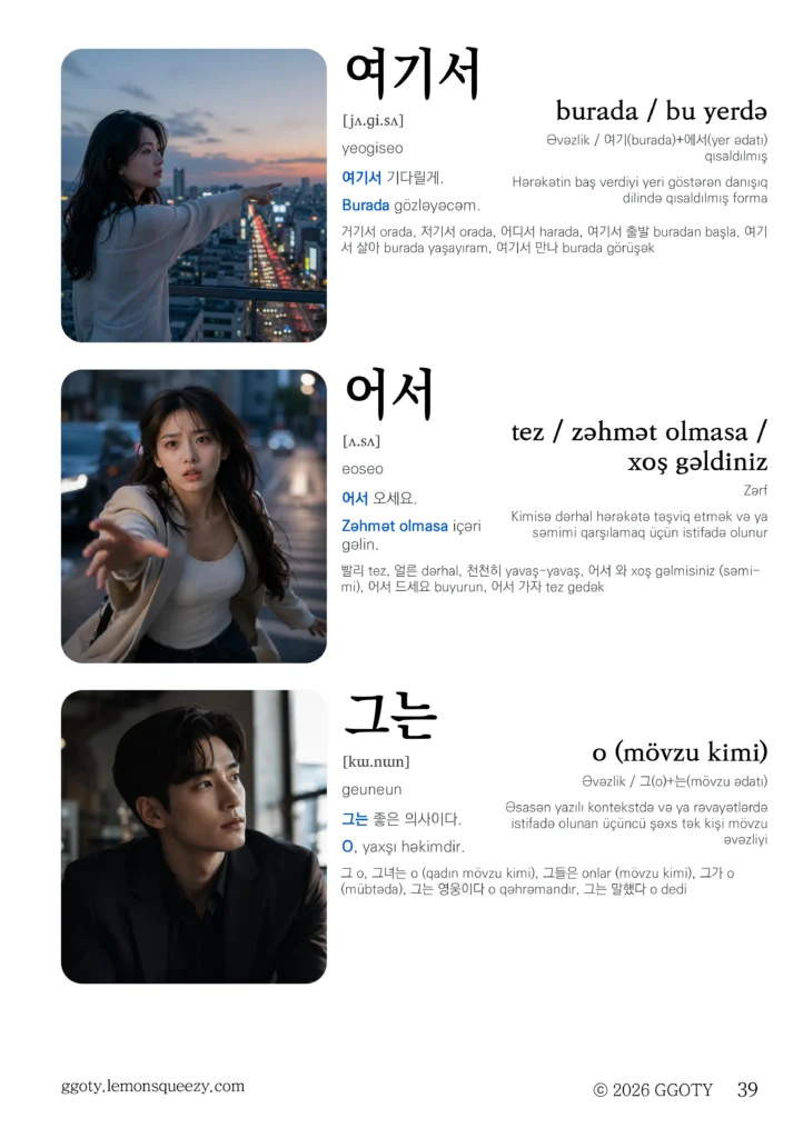 GGOTY vizual Koreya lüğət kitabından nümunə səhifə