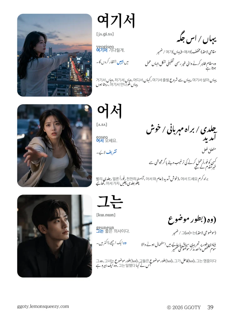 GGOTY بصری کورین ذخیرہ الفاظ کی کتاب سے نمونہ صفحہ