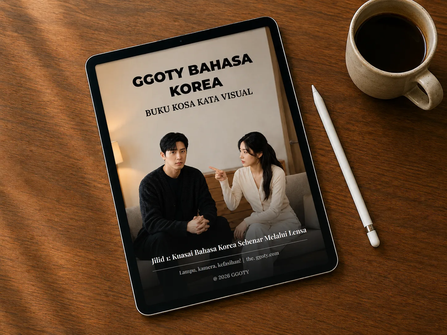 Buku kosa kata visual Korea GGOTY dipaparkan pada tablet