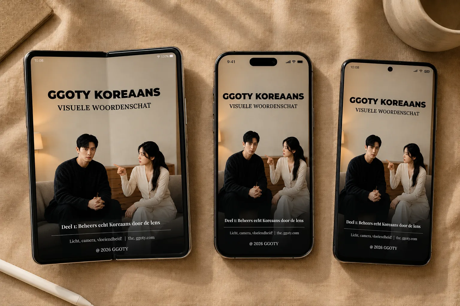 Visueel Koreaans woordenschatboek van GGOTY op een smartphone