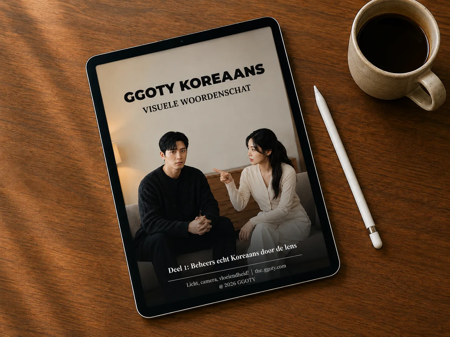 Visueel Koreaans woordenschatboek van GGOTY op een tablet