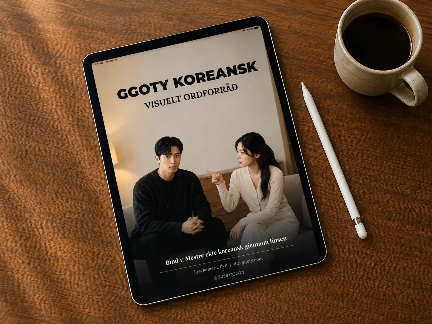 GGOTYs visuelle koreanske ordbok vist på et nettbrett