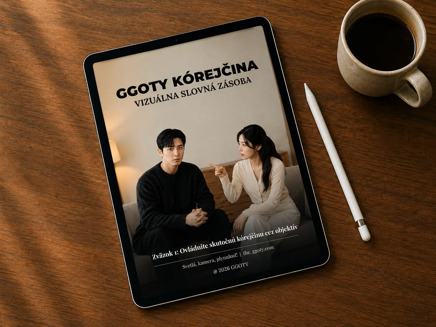 Vizuálny kórejský slovník GGOTY zobrazený na tablete