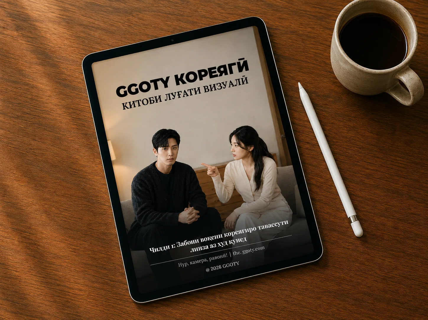 Китоби луғати визуалии кореягии GGOTY дар планшет