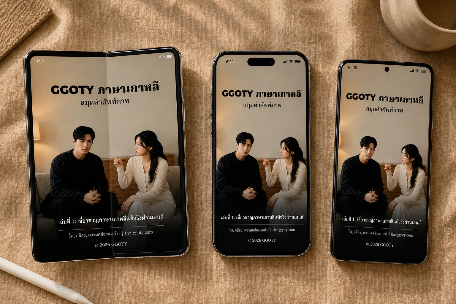 สมุดคำศัพท์ภาพภาษาเกาหลี GGOTY บนสมาร์ทโฟน