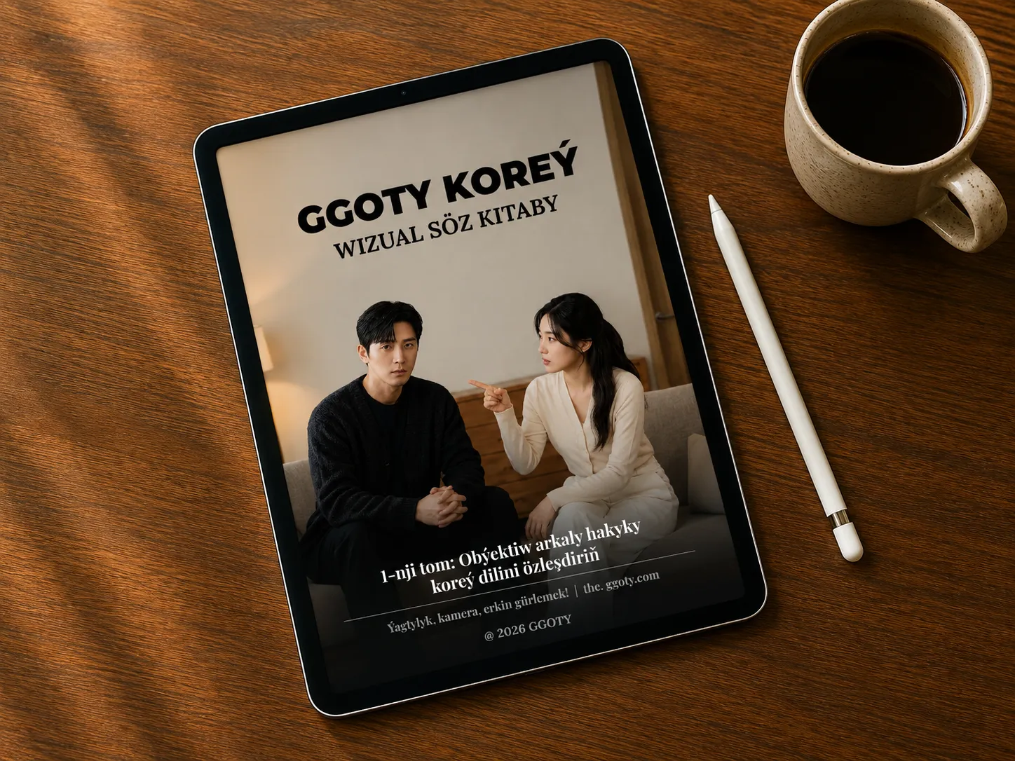 GGOTY wizual koreý söz kitaby planşetde görkezilýär