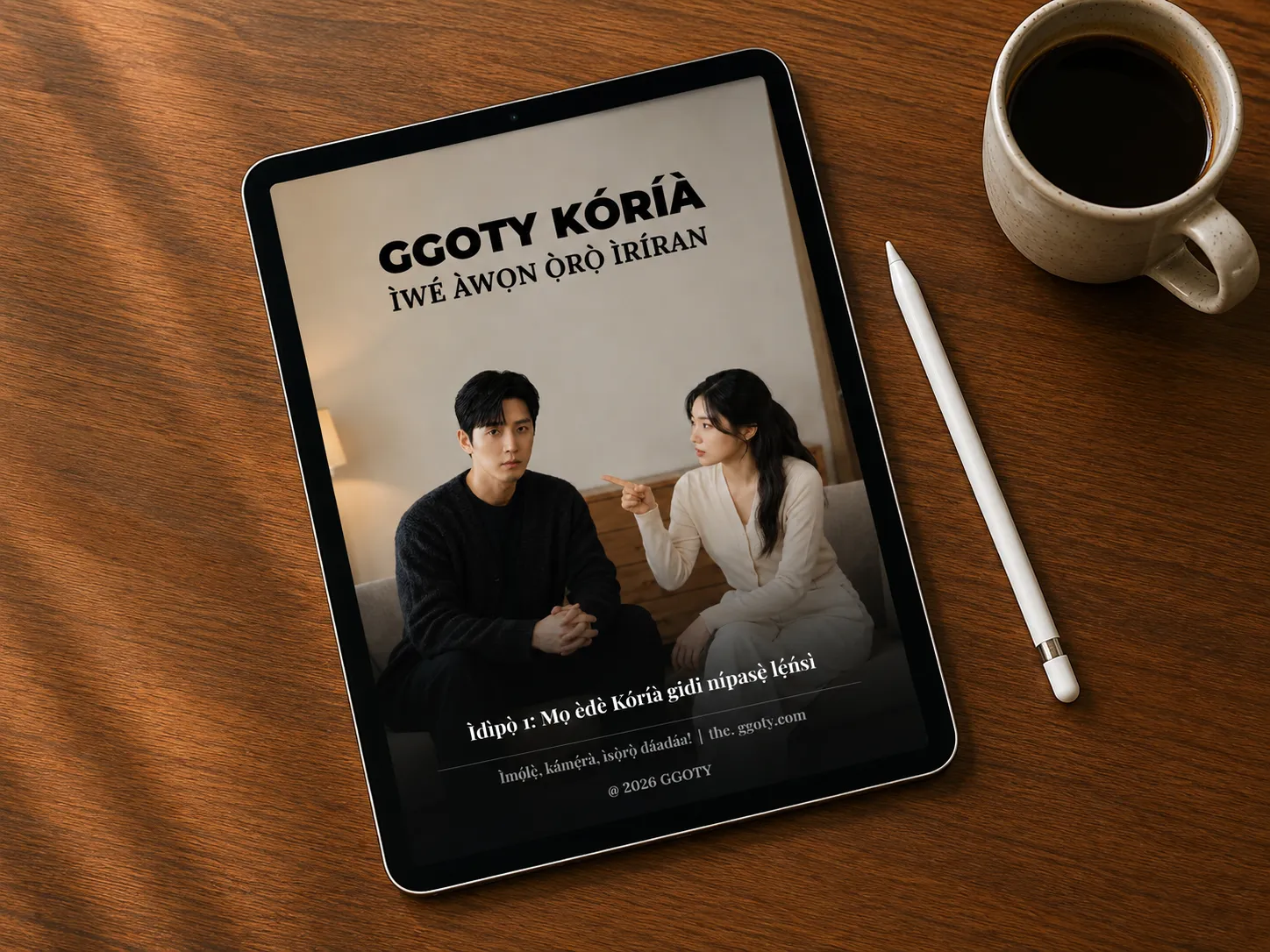 Ìwé àwọn ọ̀rọ̀ ìríran Kóríà ti GGOTY tí ó hàn lórí tábílẹ̀ẹ̀tì